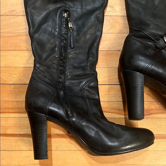 UGG Adyson black leather over the knee boots with zip up size 11 - Picture 2 of 6